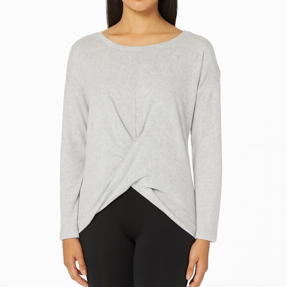 Express Women's Gray V-Neck Twist Front Sweater size XS oversized casual cozy - Picture 1 of 7